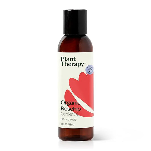Plant Therapy Organic Rosehip Carrier Oil 4 oz For Skin and Hair Cold Pressed Supports Skin Hydration Fine Lines & Wrinkles Extra Virgin, Vitamins A and E & Essential Fatty Acids-Velvo Beauty