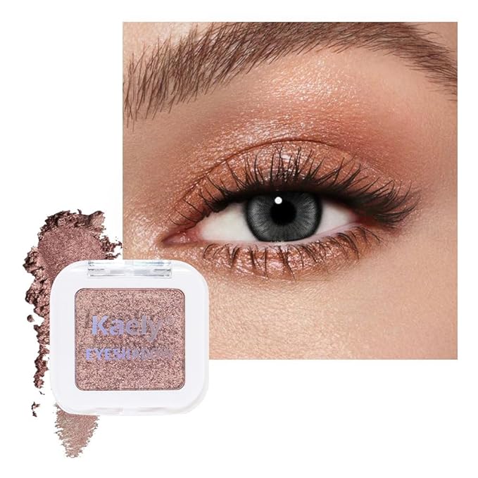 evpct Rose Gold Single Eyeshadow Palette Makeup for Older Women, Amber Rush Brown Shimmer Glitter Sparkly Cream Eye Shadow Palette Brightener Makeup for Older Women, High Pigment Monochrome Eyeshadow-Velvo Beauty