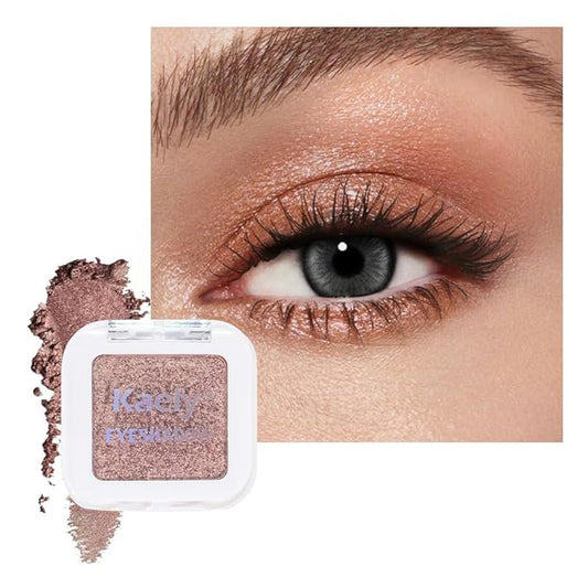evpct Rose Gold Single Eyeshadow Palette Makeup for Older Women, Amber Rush Brown Shimmer Glitter Sparkly Cream Eye Shadow Palette Brightener Makeup for Older Women, High Pigment Monochrome Eyeshadow-Velvo Beauty