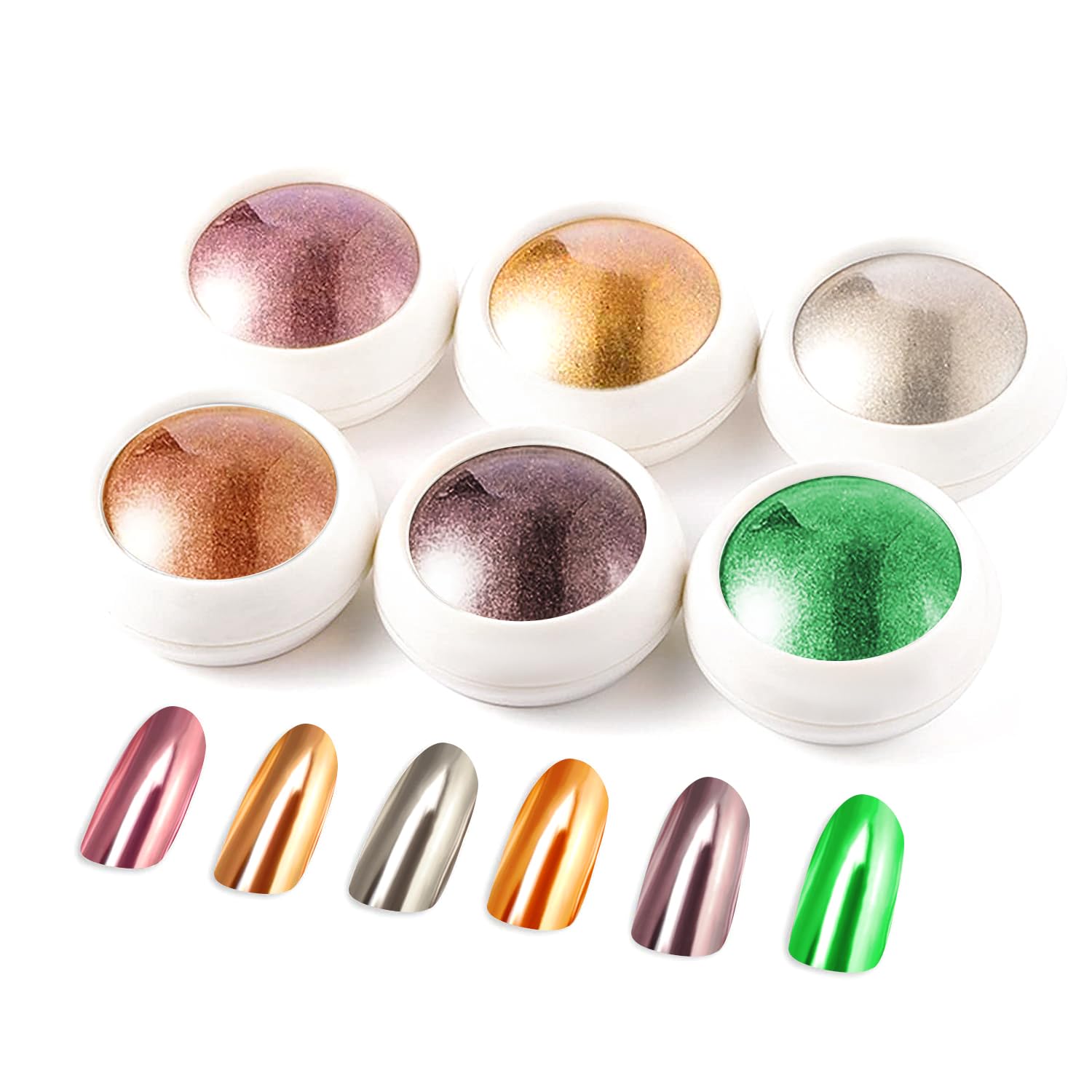 Rose Gold Chrome Nail Powder: Metallic Mirror Powder Holographic Pigment Powder Silver Green Chrome Nail Powder for Nails Rose Gold Nail Chrome Powder for Nails Art DIY Decoration-Velvo Beauty