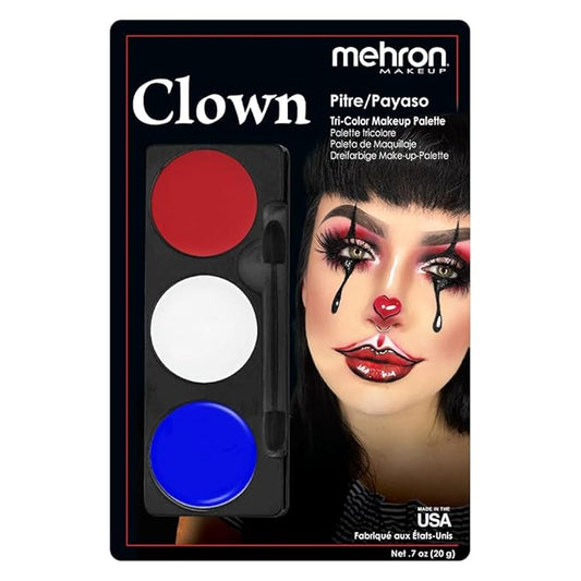 Mehron Makeup Tri-Color Character Makeup Palette | Halloween, Special Effects and Theater Cream Makeup FX Palette | Face Paint Makeup .7 oz (20 g) (CLOWN)-Velvo Beauty