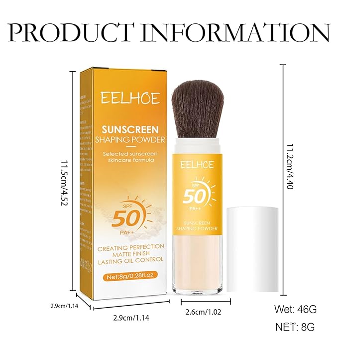 Mineral Sunscreen Setting Powder, Mineral Brush Setting Face Powder Makeup SPF 50 PA++ for All Skin, Oil Control Lightweight Breathable Concealer Brush Powder, Matte Smooth Translucent Face Powder-Velvo Beauty