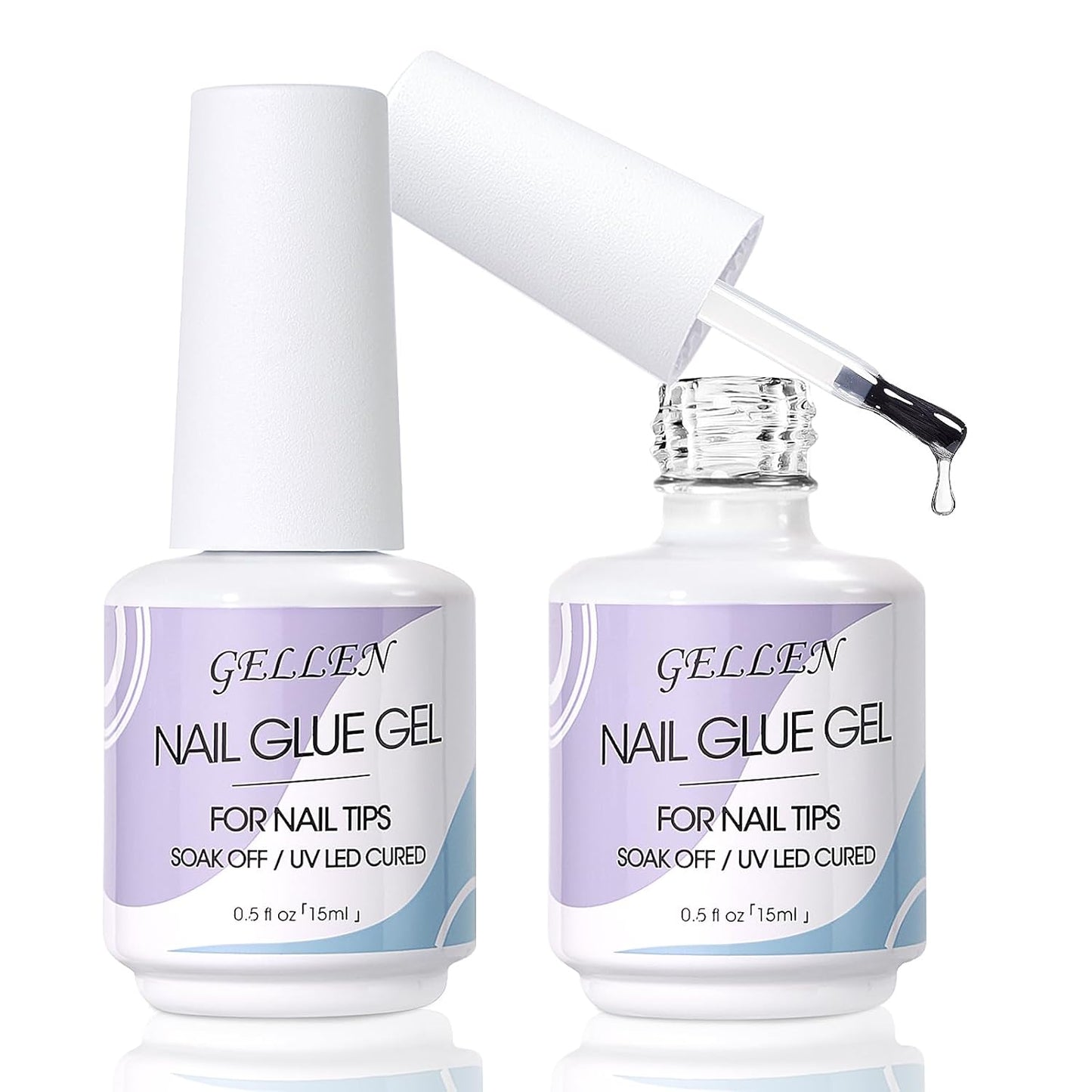 Gellen Nail Glue Gel, 2PCS 15ML 3 in 1 Gel Nail Glue for Acrylic Nail & Base Gel & Nail Strengthener Kit, Nail Glue for Press On Nails False Nails, Super Strong Gel Glue for Nail Extension-Velvo Beauty