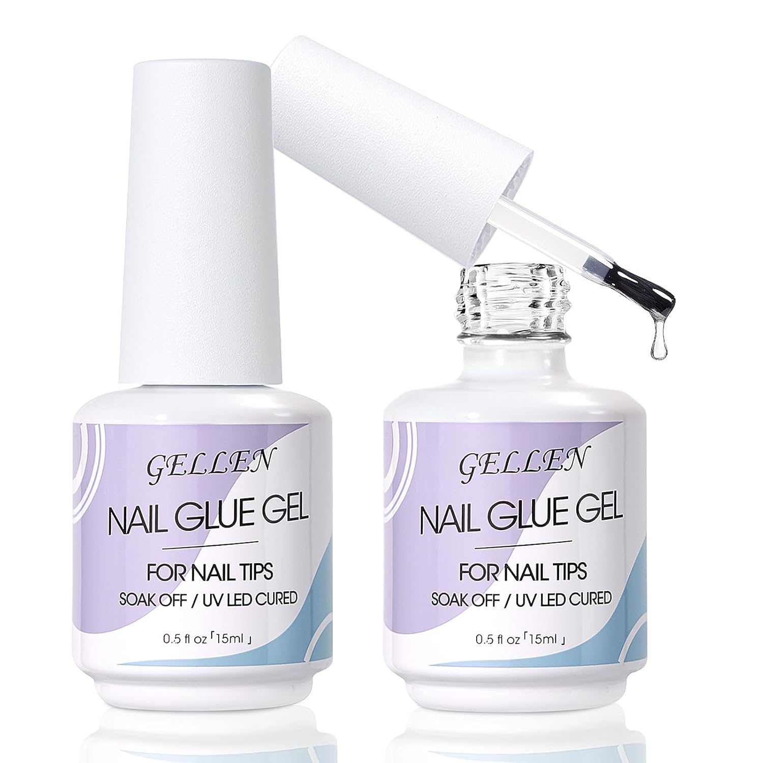Gellen Nail Glue Gel, 2PCS 15ML 3 in 1 Gel Nail Glue for Acrylic Nail & Base Gel & Nail Strengthener Kit, Nail Glue for Press On Nails False Nails, Super Strong Gel Glue for Nail Extension-Velvo Beauty