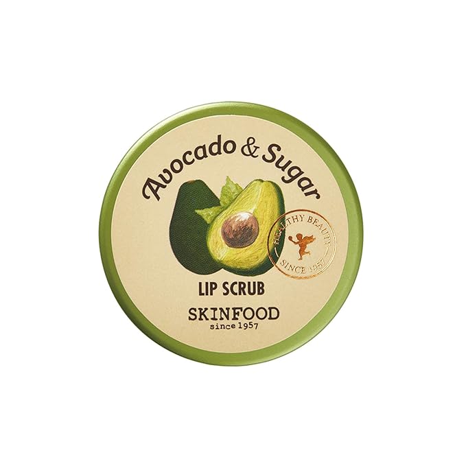 SKINFOOD Avocado Rich Lip Scrub 14g - Removes Dead Skin and Lip Nourishing & Moisturizing and Minerals, Soft Smooth Lips Scrub - Plump Lip Scrub - Dead Skin Lip Scrub for Smooth and Plump Lips-Velvo Beauty