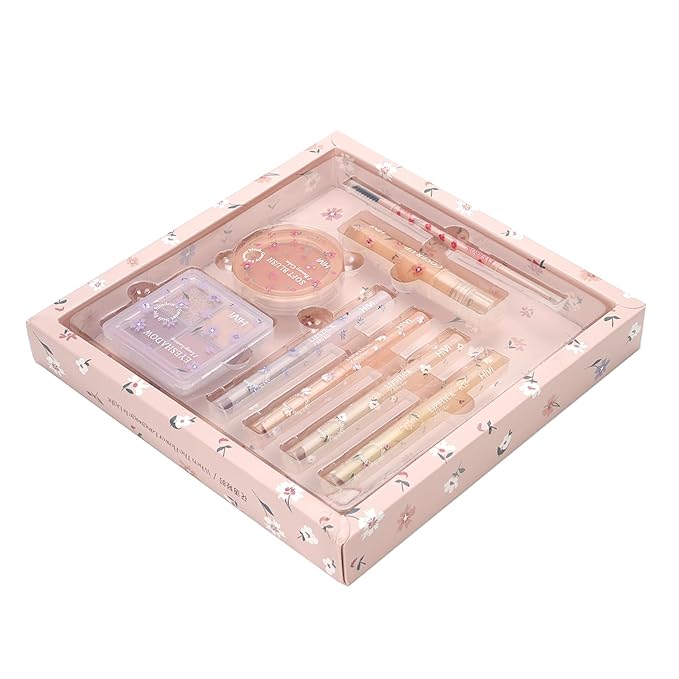 Makeup Kit for Girls, 8 Pieces Makeup Set, Include 4 Color Lipsticks and Eyeshadow, Eyebrow Pencil, Concealer, Blush Palette, Ideal Gift for Girls-Velvo Beauty