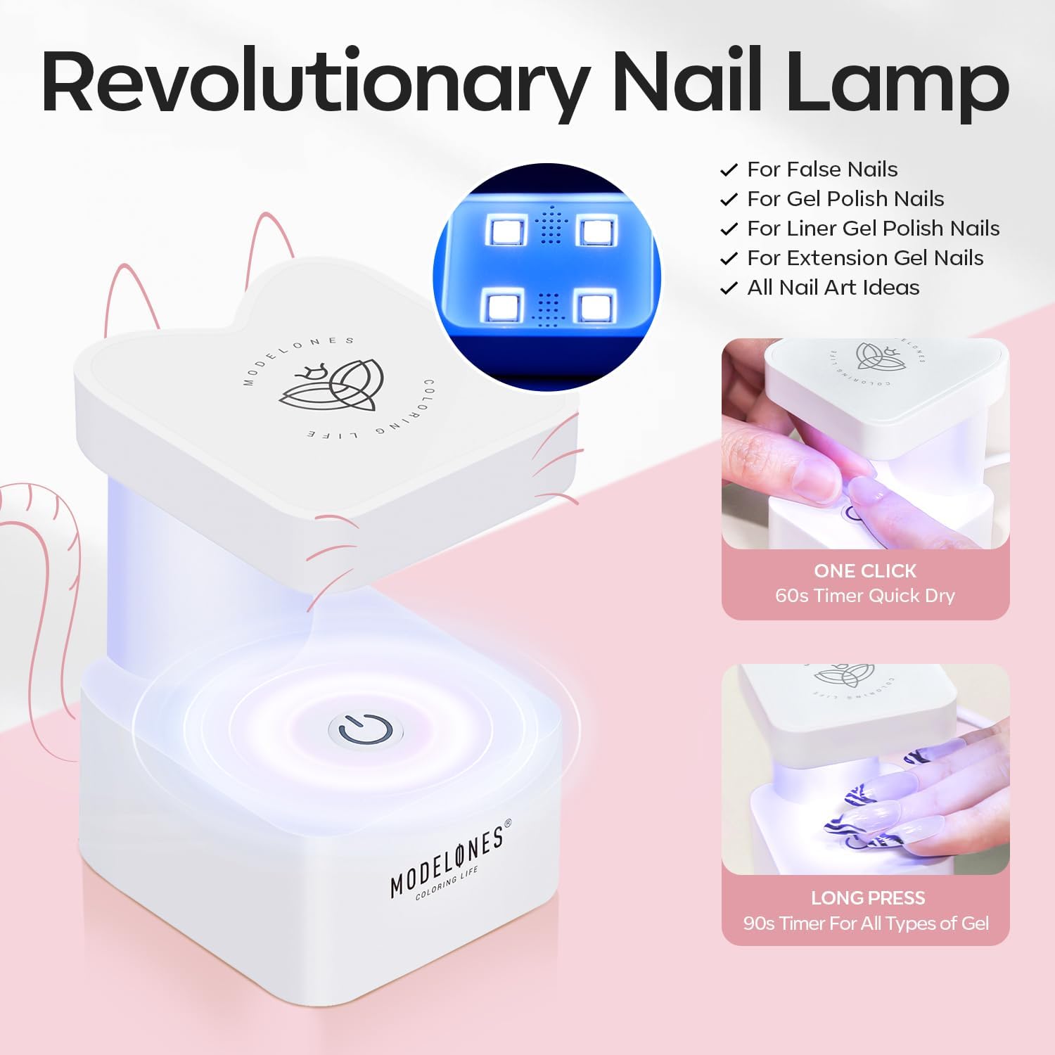 modelones Long Coffin Gel Nail Tips Kit, 9-in-One Nail Glue with Portable U V Lamp 216Pcs 12Sizes Pre-Etched Press ons Fake Acrylic Extension Kit DIY Salon Gift for Women-Velvo Beauty