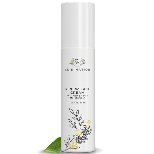 Skin Nation Renew Face Cream, Hydrating Moisturizer with Peptides, Hyaluronic Acid & Green Tea, Lightweight Plant-Based Cream for Smooth, Radiant Skin, 1.69 fl oz-Velvo Beauty