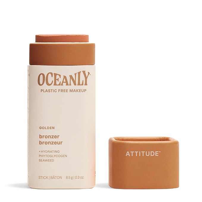 ATTITUDE Oceanly Lightweight Bronzer Stick, Titanium Dioxide-Free, EWG Verified, Plastic-Free, Vegan & Cruelty-free Makeup, Golden, 0.3 Ounces-Velvo Beauty
