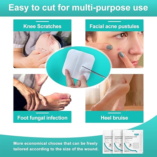 Dimora Hydrocolloid Wound Dressing, 10 Pack Ultra Thin 4" x 4" Large Patch Bandages with Self-Adhesive, Fast Healing for Bedsore, Burn, Blister, Acne Care, Sterile and Waterproof-Velvo Beauty