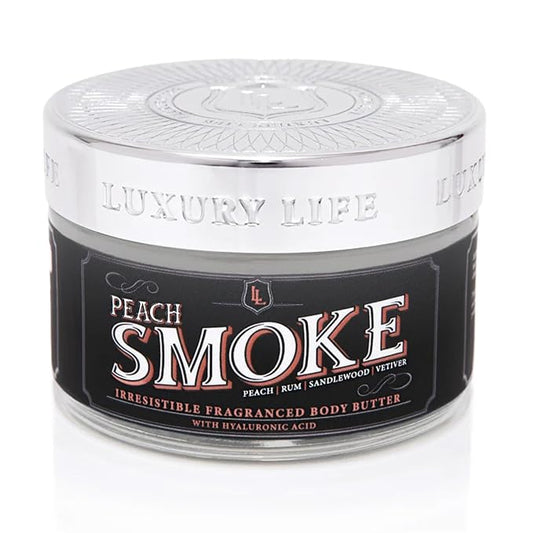 LUXURY LIFE BUTTER - Irresistibly Scented Body Butter with Hyaluronic Acid for Ultimate Moisture. Luxurious Natural Fragrance. Hydrates for a Non-Greasy Glamorous Glow, Peach Smoke, 5 oz.-Velvo Beauty