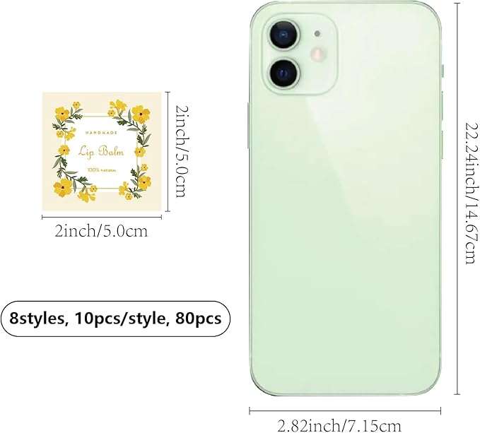 CRASPIRE 80Pcs 8 Styles Lip Balm Sticker Flower Wreath Plants Self-Adhesive Homemade Lip Balm Labels Floral Patter Square DIY Label Stickers for Lip Balm Containers Cosmetics Lipsticks-Velvo Beauty