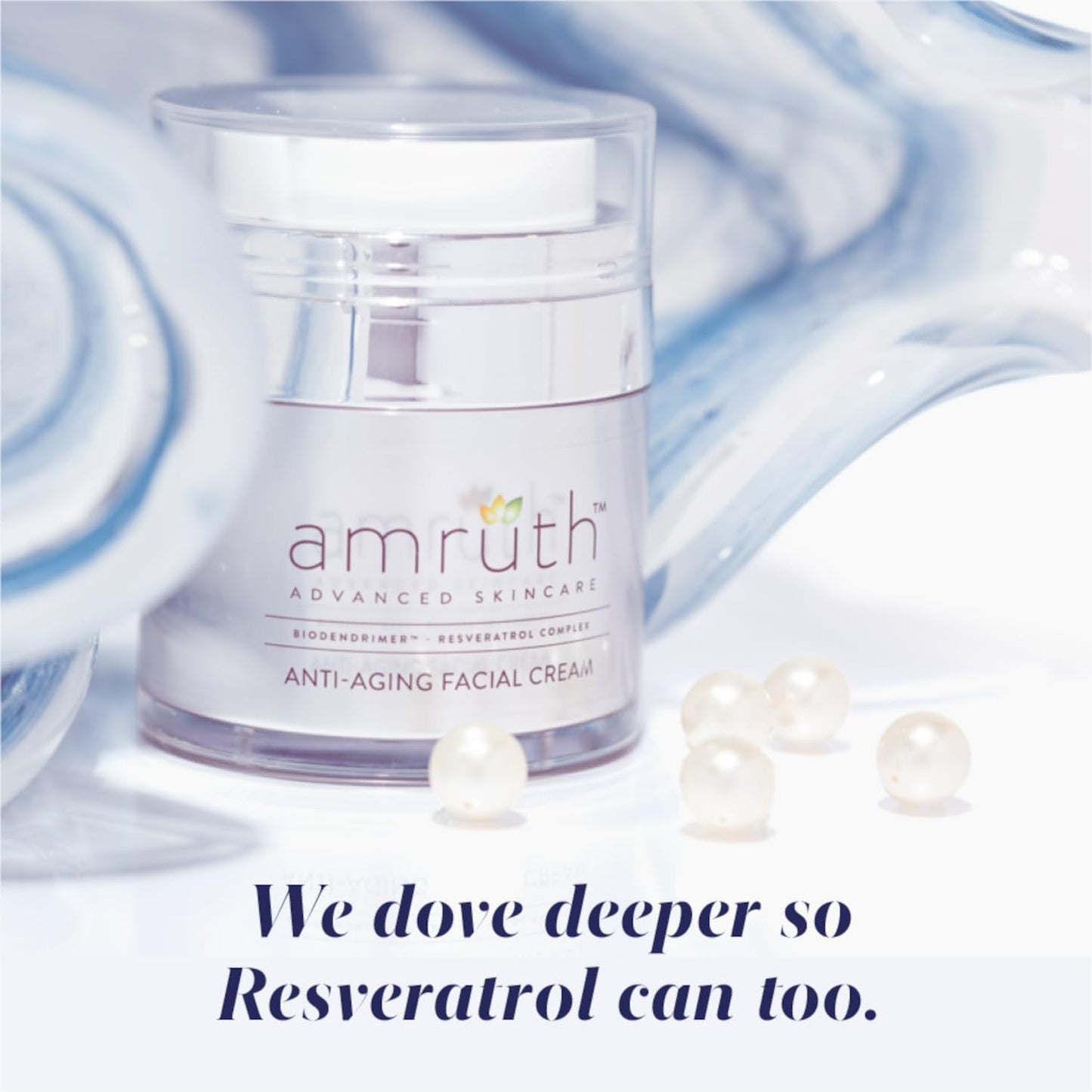 Amruth Resveratrol Daily Anti-Aging Facial Cream, 1oz Jar with Pump, Lightweight, Firms and Nourishes Skin, Smooths Appearance of Fine Lines and Wrinkles-Velvo Beauty
