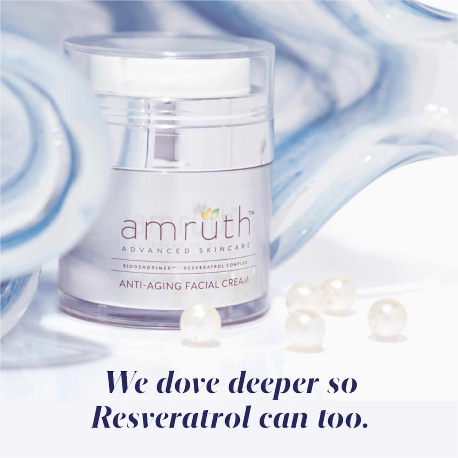 Amruth Resveratrol Daily Anti-Aging Facial Cream, 1oz Jar with Pump, Lightweight, Firms and Nourishes Skin, Smooths Appearance of Fine Lines and Wrinkles-Velvo Beauty