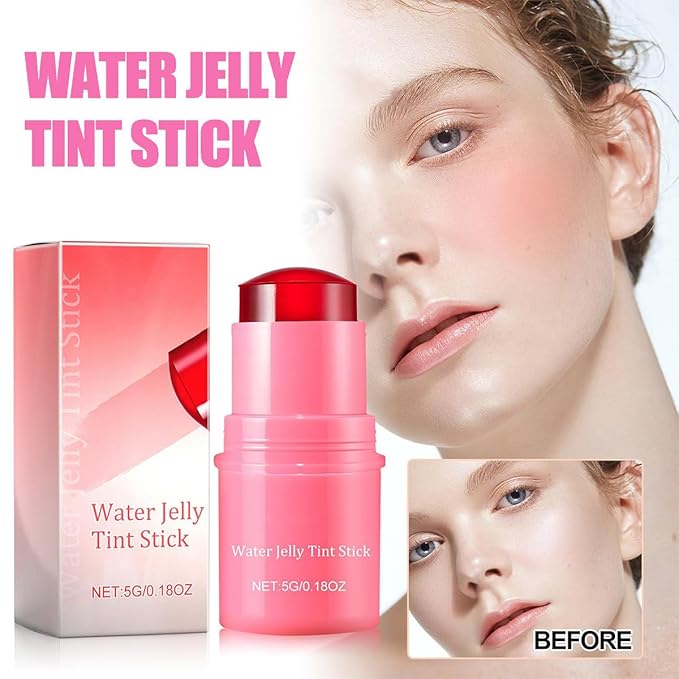 Milk Cooling Water Jelly Tint Blush Stick Face Makeup, Sheer Lip & Cheek Stain, Buildable Watercolor Finish,Vegan, Cruelty Free - 0.18 fl oz (POPPY PINK)-Velvo Beauty