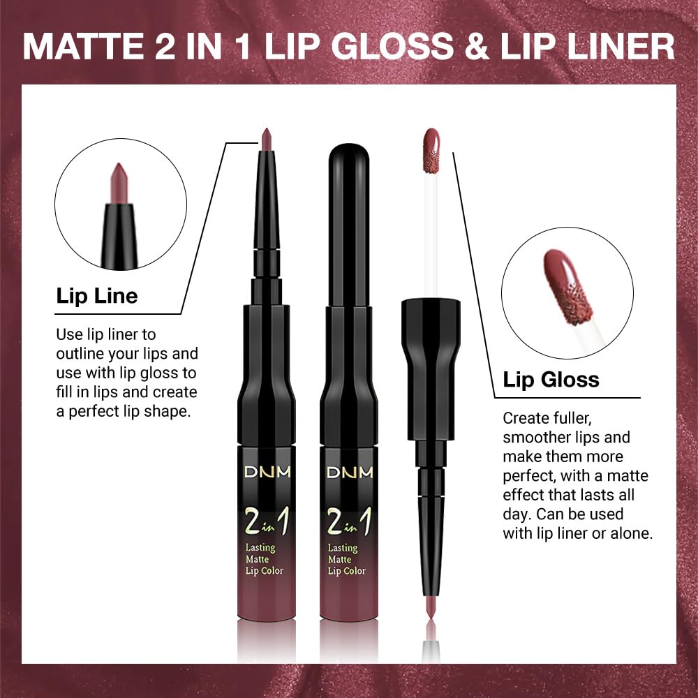 evpct 1Pcs Red Brown Matte Lip Liner & Liquid Lipstick Stain Makeup Set for Women, Red Brown Lip Liner Stain Long Lasting Waterproof Smudge Proof, Cruelty Free Lip Stick Makeup 24 hours originales, 57-Velvo Beauty
