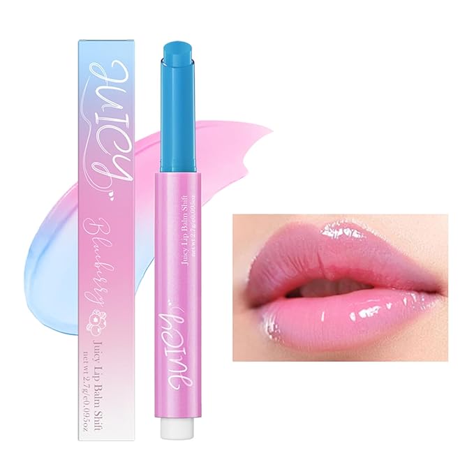 Juicy Lip Plump Shift, Click Melting Lip Balm Lasting Tint Hydrating & Nourishing Lip Care Moisturizer Glossy Color Changing Lip Gloss Non Sticky Lipstick Vegan Tinted Lip Balm (#5 Blueberry)-Velvo Beauty