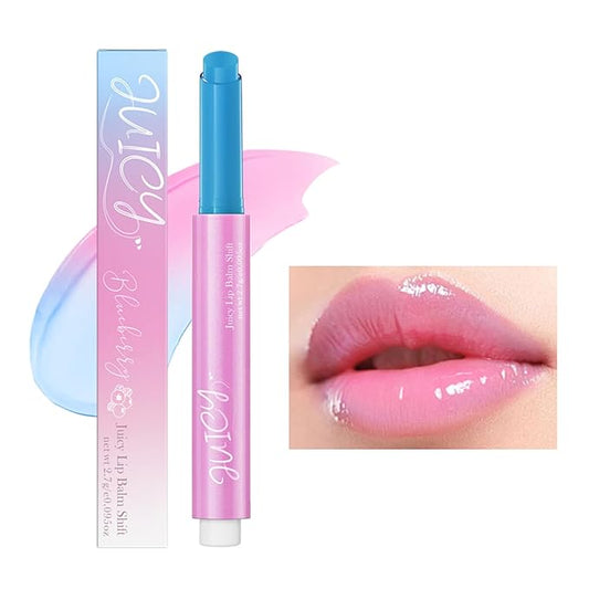 Juicy Lip Plump Shift, Click Melting Lip Balm Lasting Tint Hydrating & Nourishing Lip Care Moisturizer Glossy Color Changing Lip Gloss Non Sticky Lipstick Vegan Tinted Lip Balm (#5 Blueberry)-Velvo Beauty