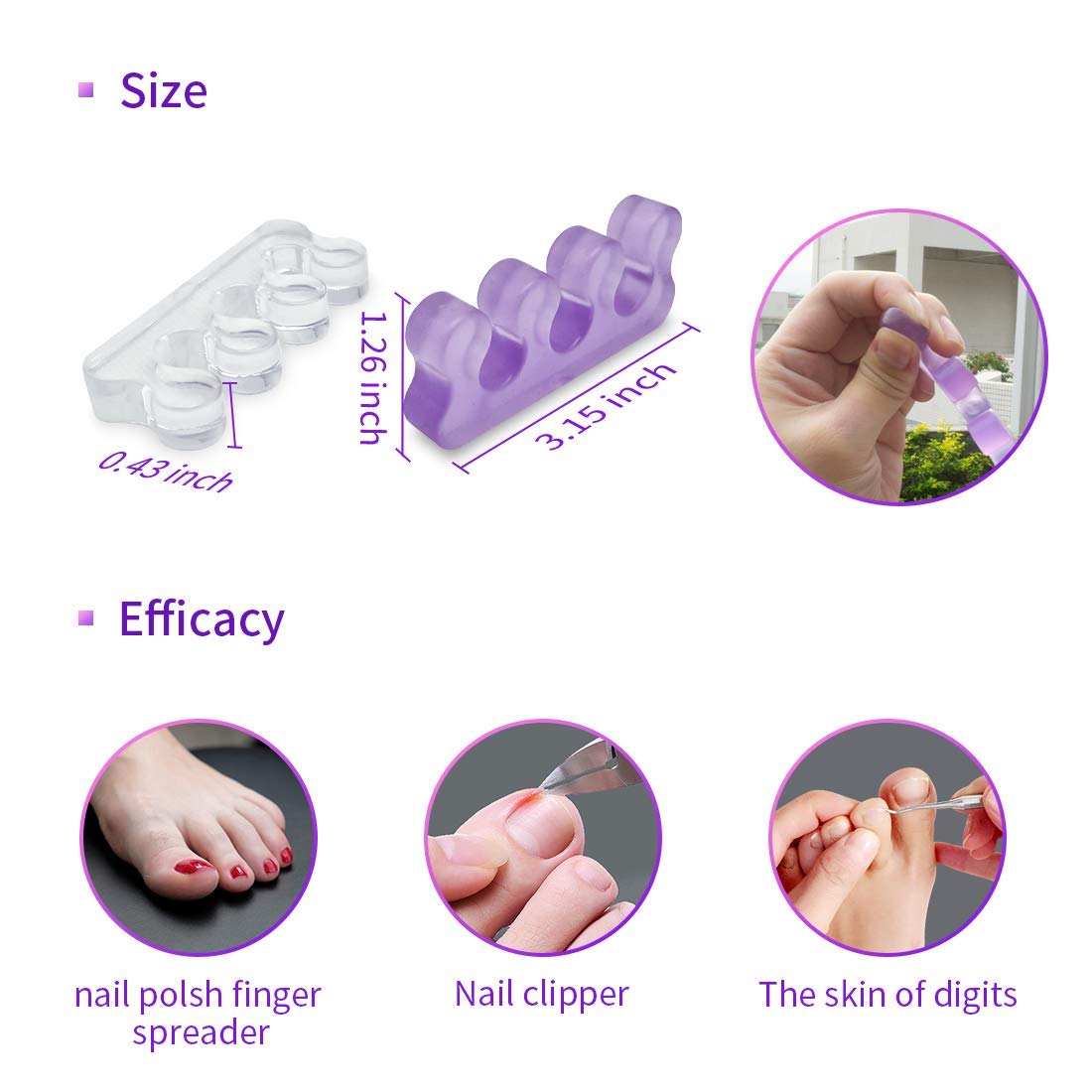 SUNFATT Toe Separators for Pedicure,Toe Spacer,Toe Separators use for Separation of Toenails or Nails,Washable and Reusable Pedicure Supplies.-Velvo Beauty