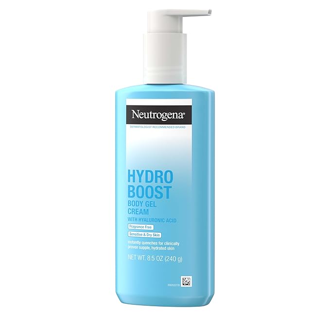Neutrogena Hydro Boost Body Gel Cream Moisturizer with Hyaluronic Acid, Hydrating Lotion For Sensitive Skin, Fragrance Free, 8.5 oz-Velvo Beauty