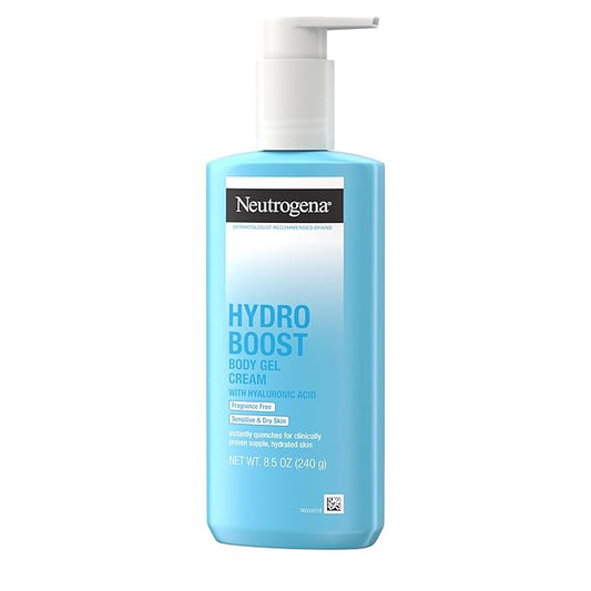 Neutrogena Hydro Boost Body Gel Cream Moisturizer with Hyaluronic Acid, Hydrating Lotion For Sensitive Skin, Fragrance Free, 8.5 oz-Velvo Beauty