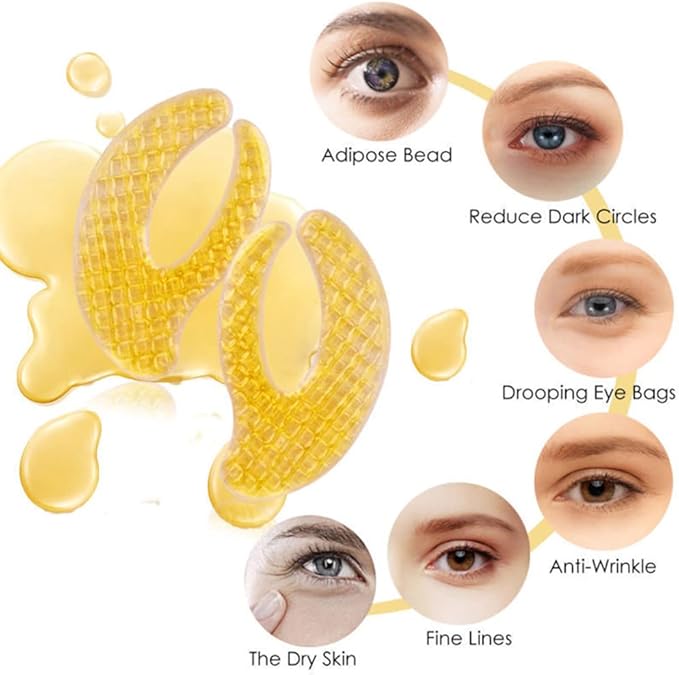 Gold Hydrogel Eye Mask Collagen Crystal Eye Mask Patches Anti-Aging Under Eye Pads - Reduce Wrinkles,Puffy Eyes,Dark Circles,Eye Bags - Moisturizer Eye Contour Mask, Improve Skin Elasticity | 5 Pairs-Velvo Beauty
