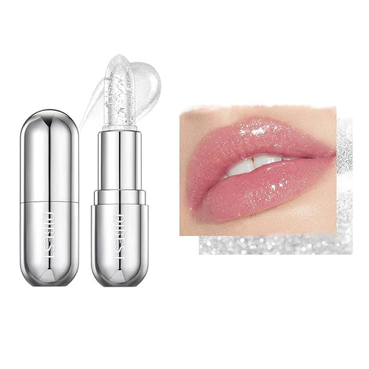 Glimmer Balm, pH Lip Balm, Magic Color Changing pH Lipstick, Moisturizing Tinted Lip Balm, Lip Glowy Balm, PH Reacting Lip Balm, Hydrates & Plumps, Pink Shimmer Lipstick (01# Colourless)-Velvo Beauty