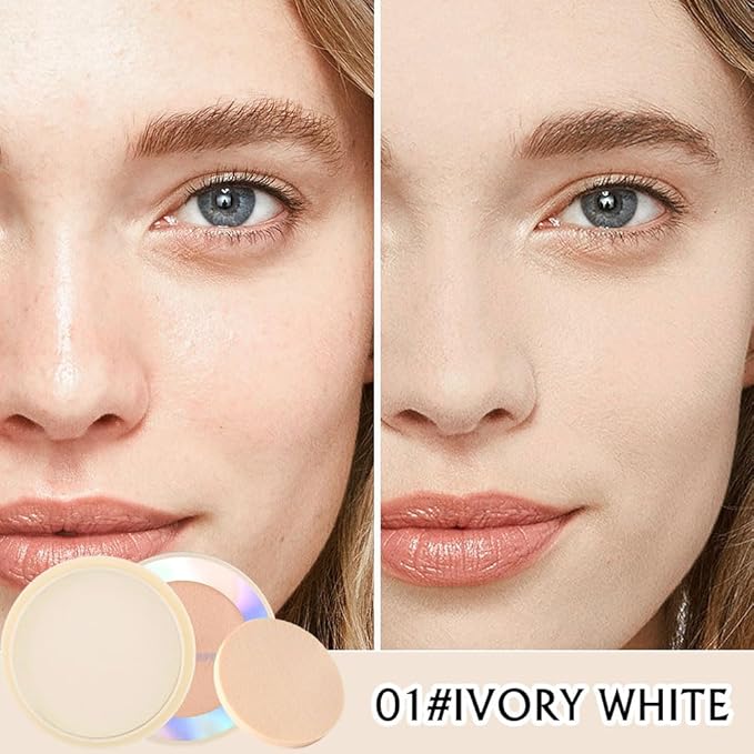 Oil Control Face Pressed Powder, Ultra-Fine Lightweight Face Powder, Soft-focus Matte Finish, Sheer Coverage, Lasting Oil Control, Ivory White (01#)-Velvo Beauty