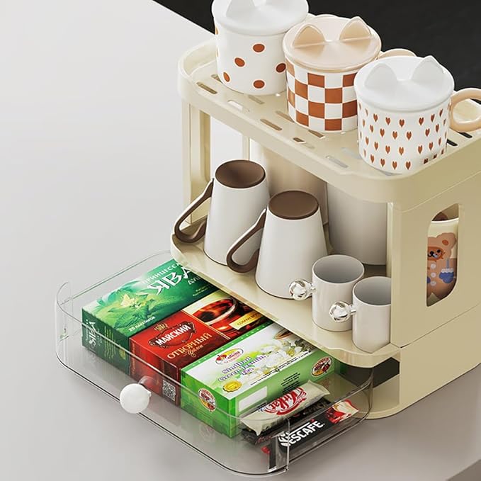 3-Tier Desk Organizers & Dispensers，Mail Holder for Office Desk Organization，Kitchen Spice Rack or Bathroom Countertop Organizer, Gift for Teachers, Classmates, and Friends (Beige)-Velvo Beauty