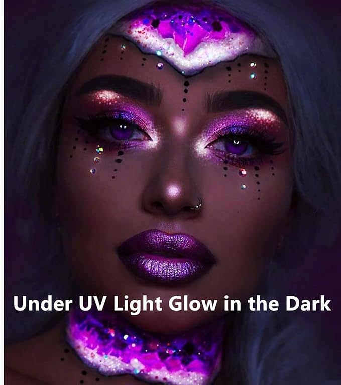 Go Ho Neon Purple Body Paint Washable(2.37oz,70ml),under UV Blacklight Neon Face Paint,Water Based Neon Fluorescent Purple Face Paint for Adults Children SFX Cosplay Costumes Halloween Makeup-Velvo Beauty