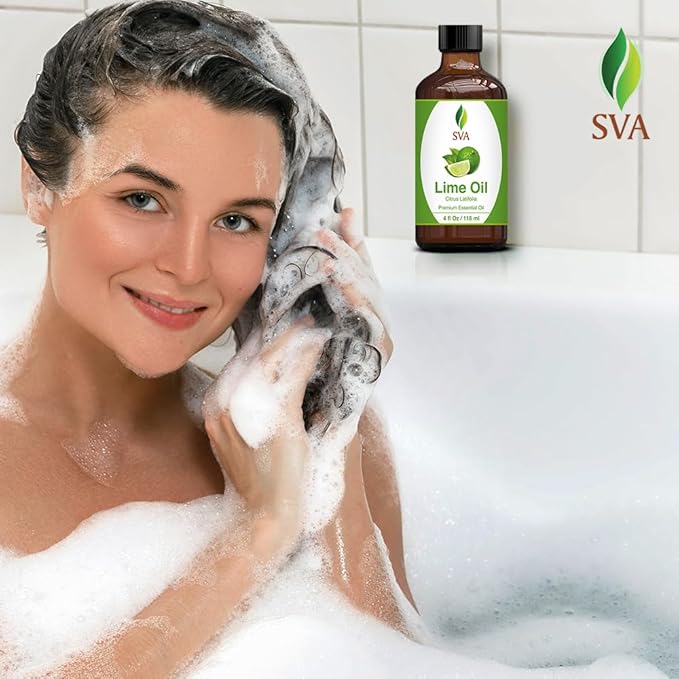SVA Lime Essential Oil – 4 Fl Oz – 100% Natural Lime Oil - for Diffuser, Hair Care, Face, Skin Care, Aromatherapy, Scalp and Body Massage, Soap and Candle Making - with Dropper-Velvo Beauty