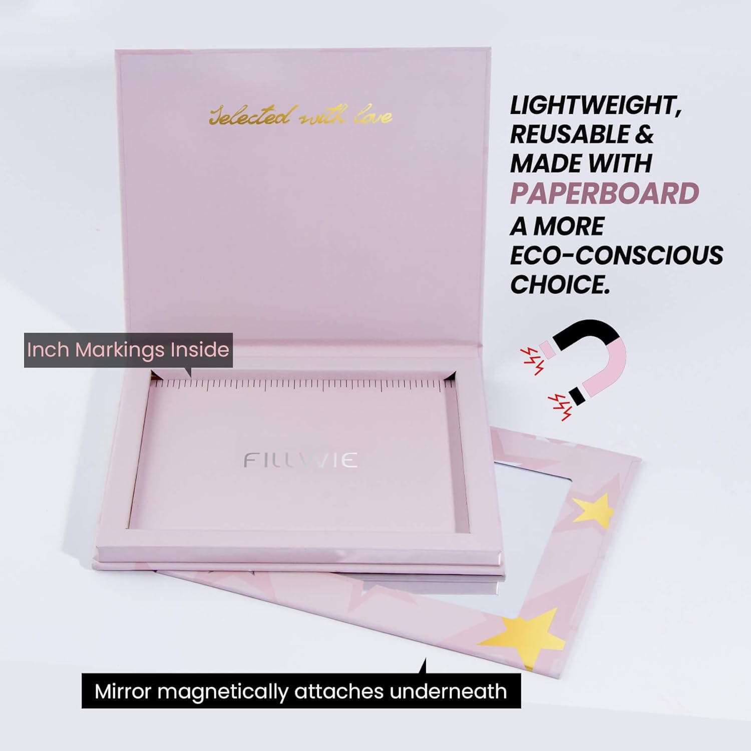 Magnetic Empty Makeup Palette with Mirror – Customizable Refillable Case for Eyeshadow, Blush, Lipstick, Highlighter – Lightweight, Waterproof, with Spatula & 20 Metal Stickers (Pink, Medium)-Velvo Beauty