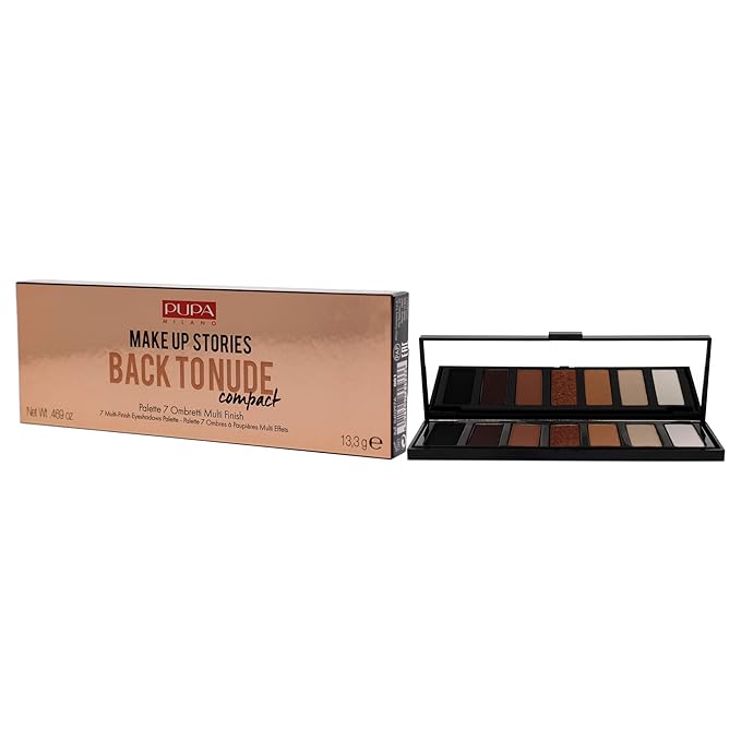 Pupa Milano Make Up Stories Eyeshadow Palette 001 Back To Nude - 7-Shade Shadow Collection with Matte, Satin, and Metallic Color Options - High Pigment Formula - Soft, Blendable Texture - 0.469 oz-Velvo Beauty