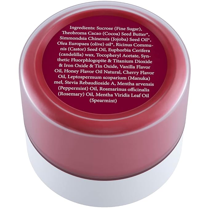 Lip Exfoliator Scrub and Lip Treatment - Gentle Lip Repair for Dry Cracked Lips and Lip Scrubs Exfoliator and Moisturizer - All Naturals Lip Brightening for Dark Lips (Cherry Honey)-Velvo Beauty