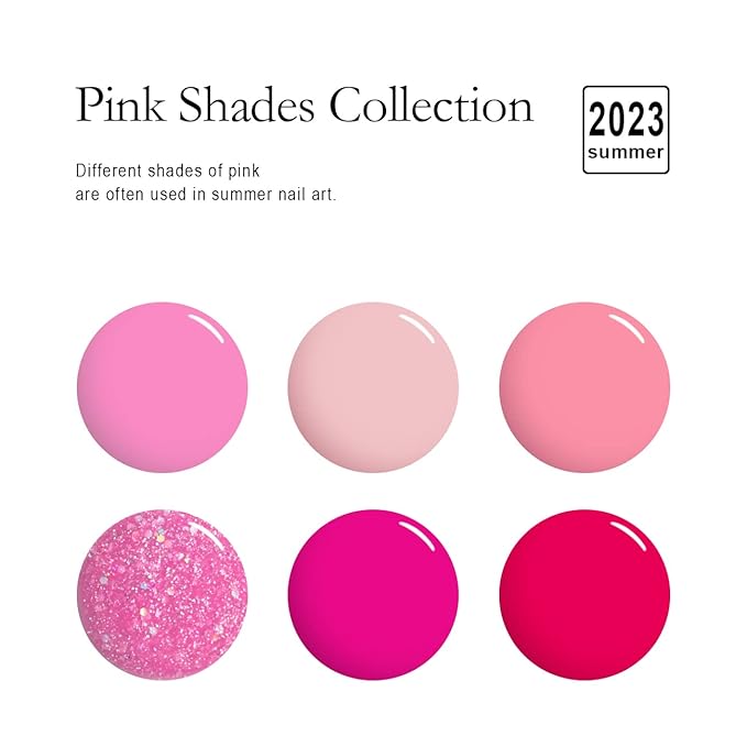 RARJSM Pink Gel Nail Polish Set 6 Pcs Pale Light Pink Neon Hot Pink Rose Glitter Fuchsia Sweet Cherry Colors Gel Polish Soak off 7.5ml UV LED Cured for Summer Home Salon Spring Nails-Velvo Beauty
