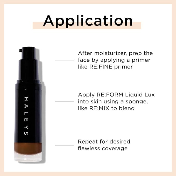HALEYS RE:FORM Liquid Lux Foundation (10.00) Vegan, Cruelty-Free Foundation Makeup - Even Skin Tone and Cover Blemishes & Imperfections with a Luminous Finish for Long-Lasting Wear-Velvo Beauty