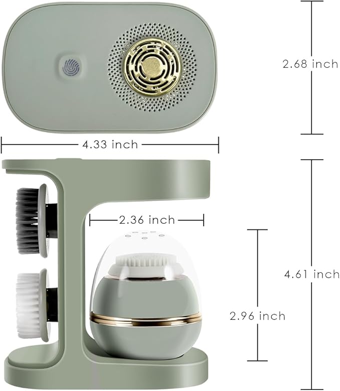 KangGlow Electric Silicone Face Cleansing Brush with UV-C, Sonic Facial Massager with 3 Modes & 3 Brush Heads, Exfoliating & Deep Pore Cleaning, Auto-Drying, Wireless Charging Ket-Velvo Beauty