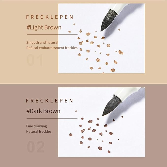 2 Pcs Freckle Pen Set, Natural Lifelike Fake Freckles Makeup Pen Magic Brown Color Freckles Makeup Tool Long-Lasting Waterproof Dot Spot Pen for Effortless Sunkissed Makeup (Dark Brown)-Velvo Beauty