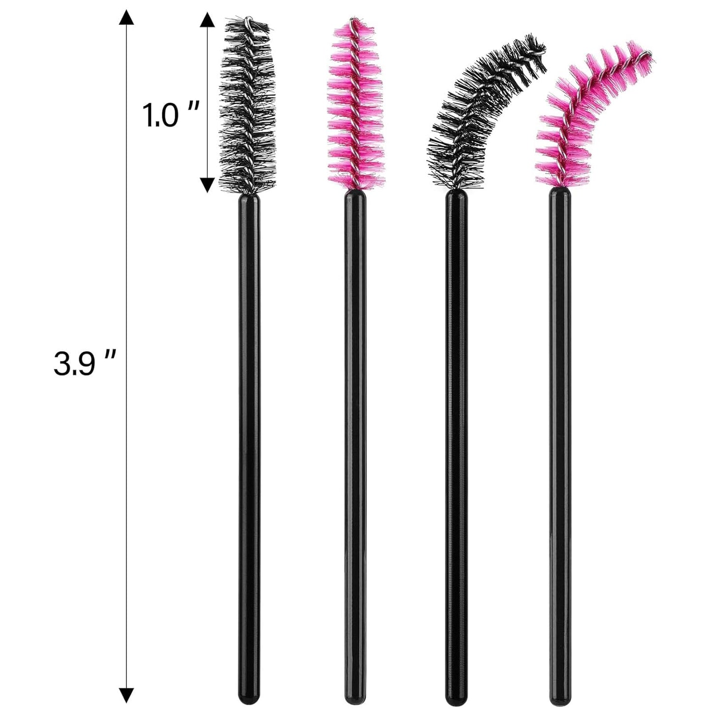 1000 Disposable Mascara Wands Eyelash Brushes Spoolies for Eyebrow Eye Lash Extension Black and Rose Red-Velvo Beauty