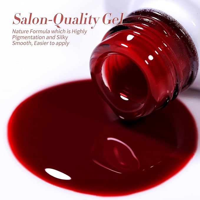 Born Pretty Jelly Burgundy Gel Nail Polish Blood Wine Red Nude Pink Gel Polish Sheer Transparent Halloween Gel Polish Kit Wild Rose for Salon Manicure and Nail Art DIY at Home 6Colors-Velvo Beauty