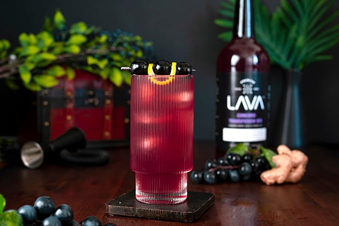 (3 Pack) LAVA Premium Concord Transfusion Mix made with concord grape juice, real ginger, ginger ale, no artificial sweeteners, 1-Liter (33.8oz) Glass Bottle, Ready to Use.-Velvo Beauty