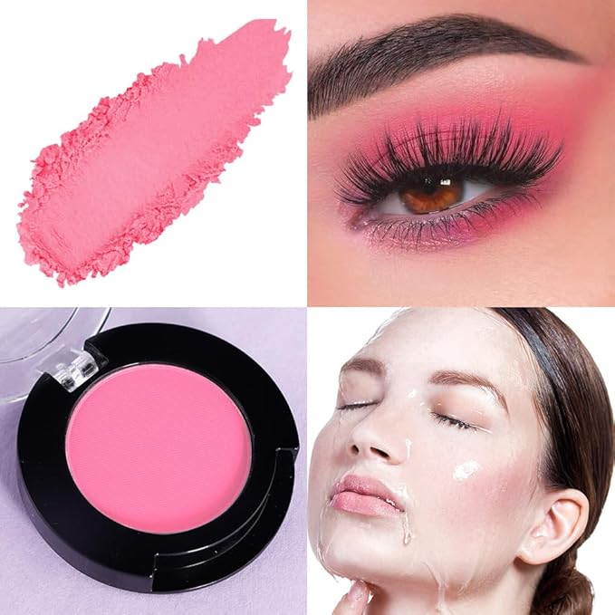 Monochrome Matte Eyeshadow Makeup Palette, Highly Pigmented Pink Red Eyeshadow Palette, Matte Pressed Powder Eye shadow Make up, Single Vegan Eye Shadow, Daily Evening Women Girls Makeup Eyeshadow 5#-Velvo Beauty