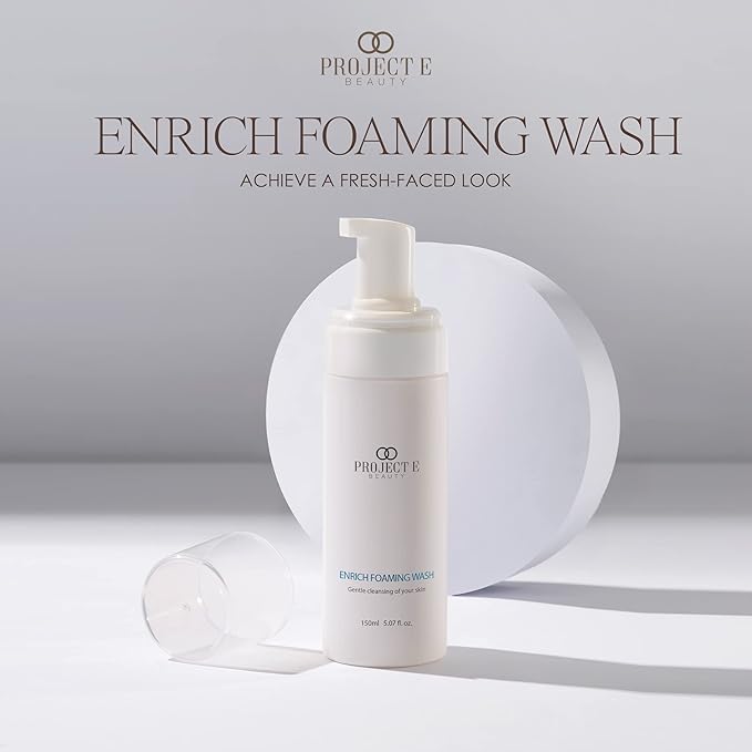 Project E Beauty Enrich Foaming Wash Gentle Cleansing | Moisturizing Daily Face Cleanser | Removes Dirt & Excess Oil | Brightens Skin | Hydrating Formulation | Clear & Smooth Skin | 150ml-Velvo Beauty