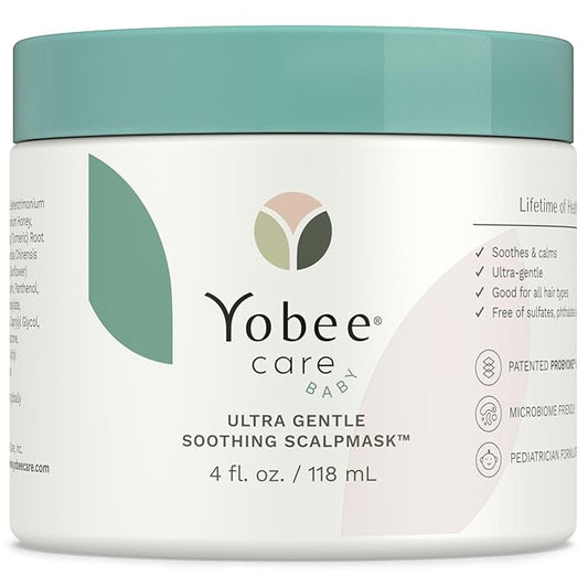 Yobee Ultra Gentle Soothing Scalp Mask - Dry Scalp Treatment Hair Mask Safe For Sensitive Baby Skin - Probiotic Infused - For Sensitive Scalp & Cradle Cap - For Babies, 4 fl oz-Velvo Beauty