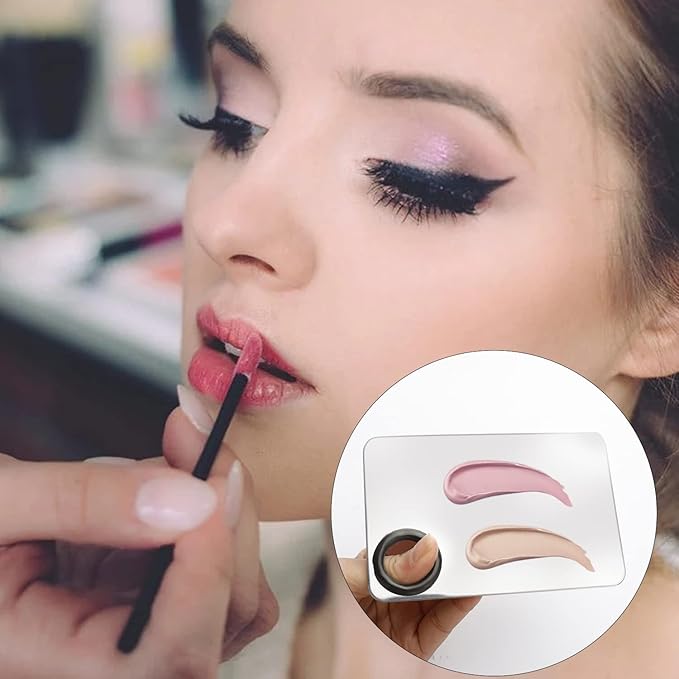 2 Pcs Acrylic Cosmetic Makeup Palette + 1 Pc Makeup Spatula, Makeup Mixing Tray Apply for Foundation Nail Art Beauty Salon Color Cream Liquid Mixing Art Palette-Velvo Beauty