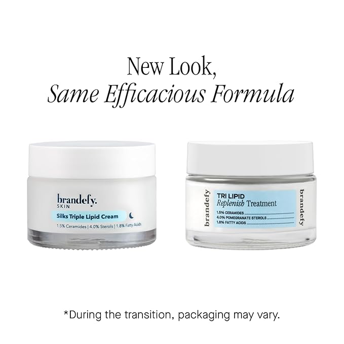 Brandefy Tri Lipid Replenish Treatment - 1.5% Ceramides, 4.0% Sterols, 1.8% Fatty Acids - Peptide Moisturizer, Hydrating Face Cream, Made in the USA (1.6 Oz)-Velvo Beauty