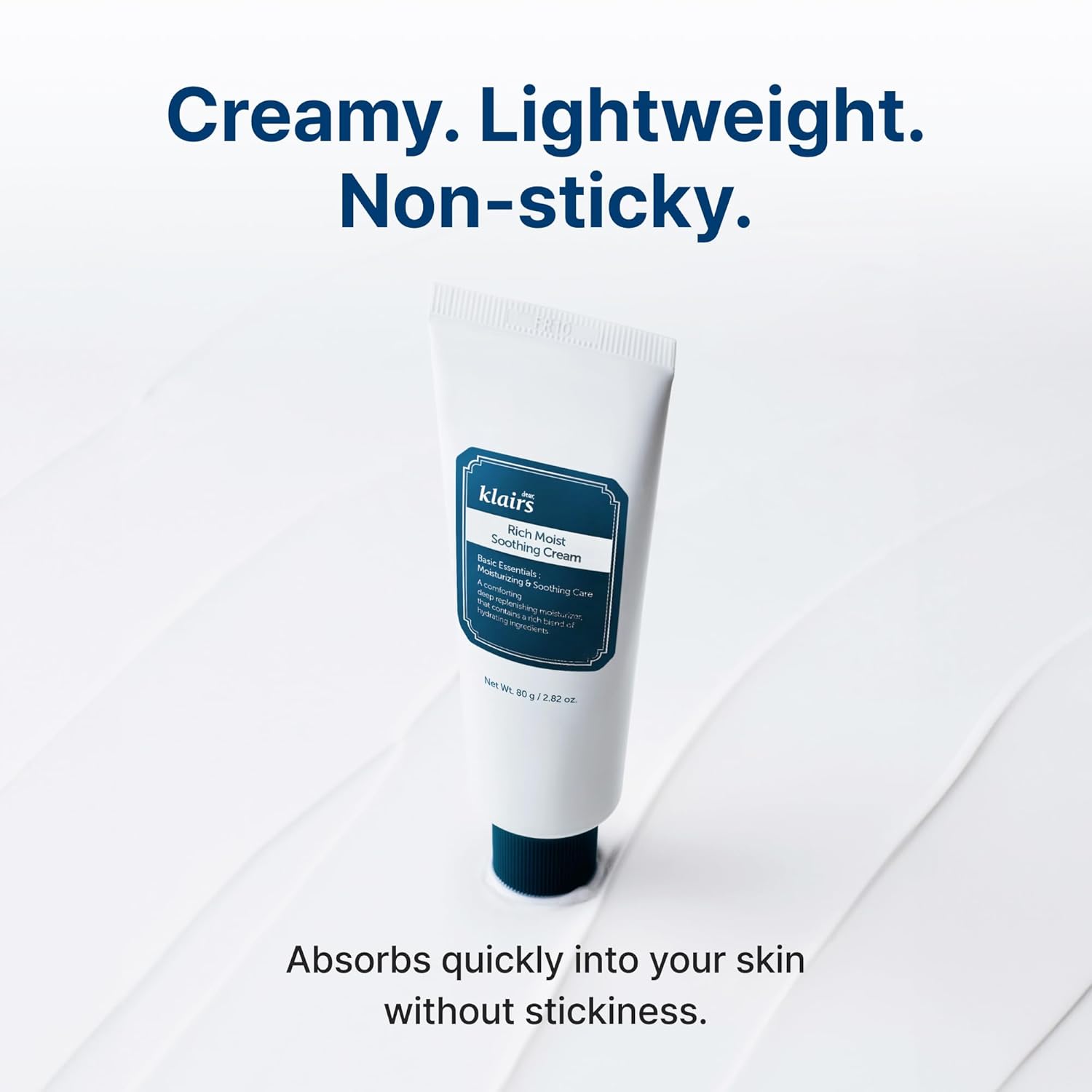 DearKlairs Rich Moist Soothing Cream 80ml, Repair Skin Barrier, Sensitive Skin, Hypoallergenic, Centella Asiatica, Ceramide, Moisturizer, Full Hydration, Non-sticky texture, Korean Moisturizer-Velvo Beauty