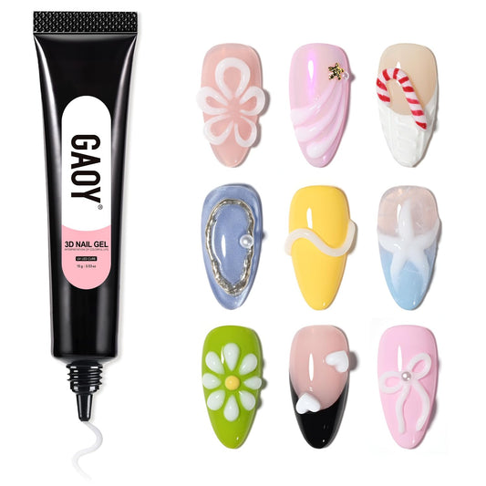 GAOY White 3D Nail Gel, 15g Sculpting Gel for 3D Nail Art Designs Carving, Molding, Painting, No Wipe Gel for Gems & Charms Decoration, Salon DIY Use-Velvo Beauty