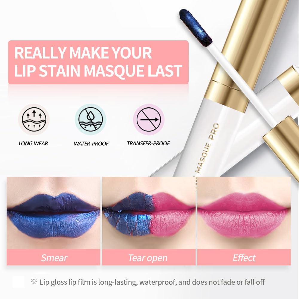 Lip Stain - Wipe-Off & Peel Off Lip Color | Waterproof, Long Lasting, Transfer-Resistant, Smudge-Proof Lip Tint | Easy Wipe Finish, High Pigment | All-Day Vibrant Kiss-Proof Lip Stain, Soft Rosy Red-Velvo Beauty