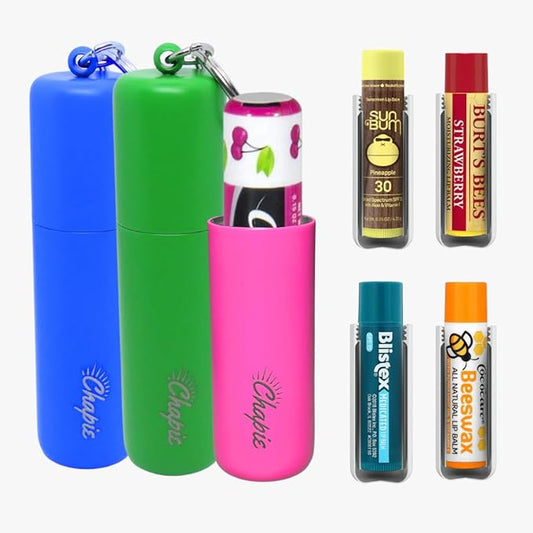 OG | Vacuum Insulated Lip Balm Keychain Holder, Prevents Melting & Messes | 3-Pack (Tropics)-Velvo Beauty